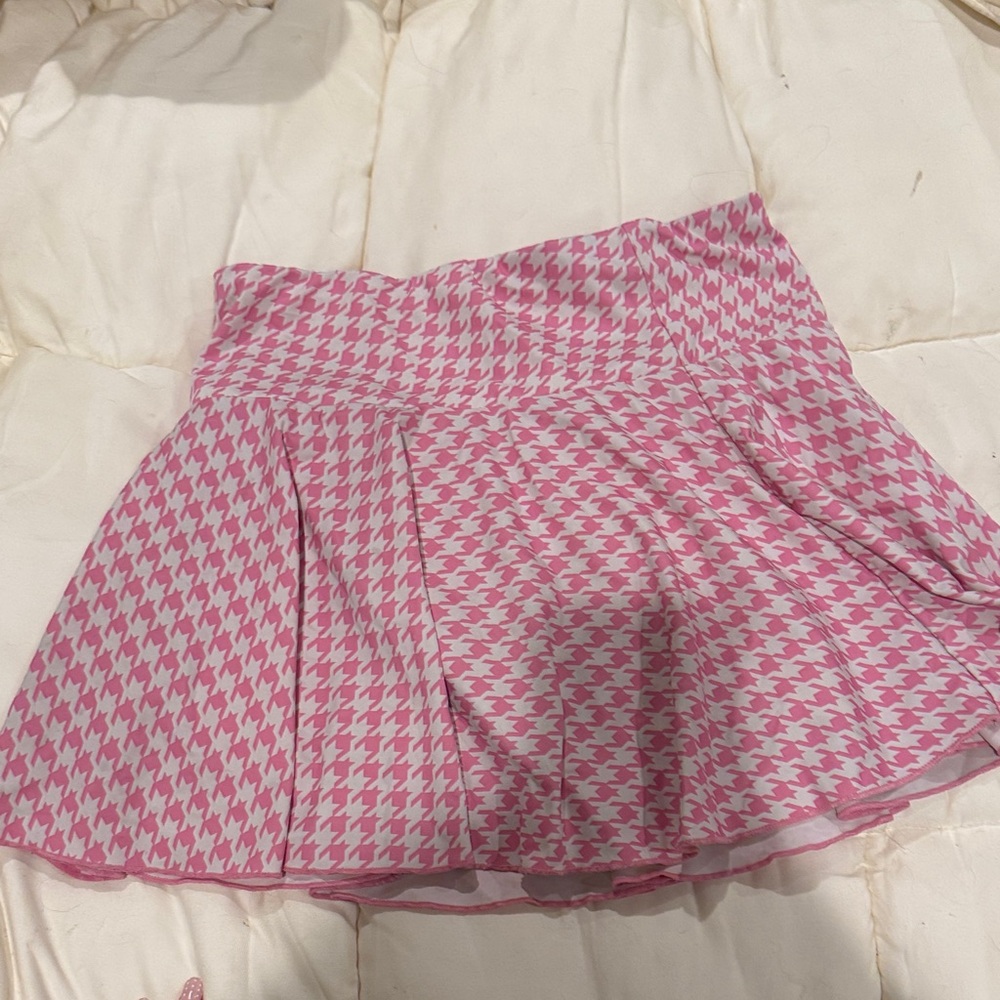 Pink Houndstooth Women's tennis golf Skirt